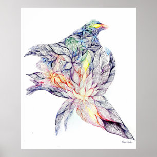 Póster Ave en su nido