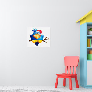 Póster Ave En Un Sombrero