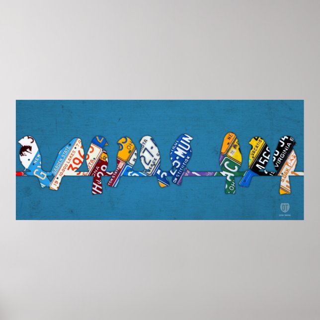 Póster Ave en una placa de licencia por cable (Frente)