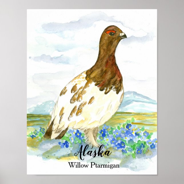Póster Ave estatal de Alaska Willow Ptarmigan (Frente)