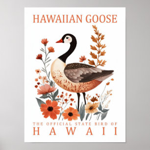 Póster Ave ganso hawaiano de Hawai EEUU Travel
