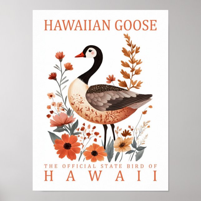 Póster Ave ganso hawaiano de Hawai EEUU Travel (Frente)