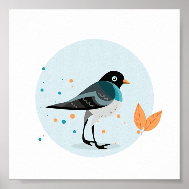 Póster Ave ilustrada en otoño (Frente)