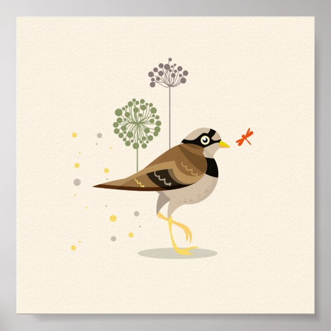 Póster Ave ilustrada en verano (Frente)