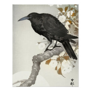 Póster Ave japonesa Crow Raven Koson