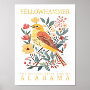 Póster Ave martillo amarillo de Alabama EE.UU. Viaje