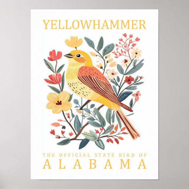 Póster Ave martillo amarillo de Alabama EE.UU. Viaje (Frente)