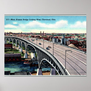Póster Ave principal. Puente, Cleveland, tarjeta postal d
