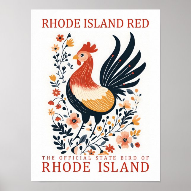 Póster Ave roja de Rhode Island Travel (Frente)