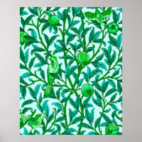 Ave y granada de Art Nouveau, turquesa y aqua