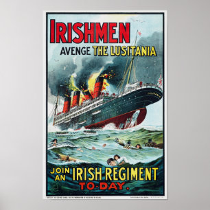 Póster Avenge The Lusitania - Únete A Un Régimen Irlandés