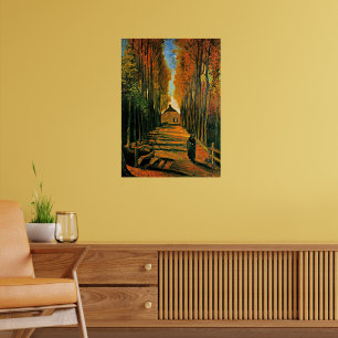 Póster Avenida de Álamos al Atardecer