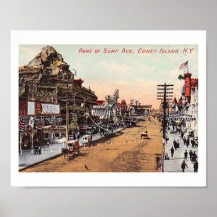 Póster Avenida de la resaca., Coney Island, vintage de