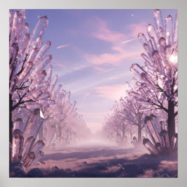 Póster Avenida de los Árboles de Cristal en el Horizonte