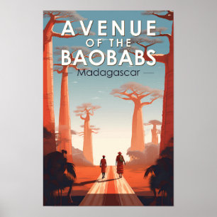 Póster Avenida de los Baobabs Madagascar Art Vintage
