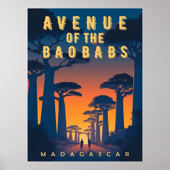 Póster Avenida de los baobabs Madagascar - Retro Africano (Frente)