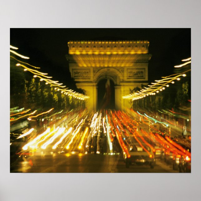 Póster Avenida de los Campos Elíseos, Arco de Triunfo, (Frente)