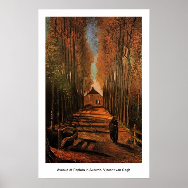 Póster Avenida de Poplars en otoño, Vincent van Gogh. Im (Frente)