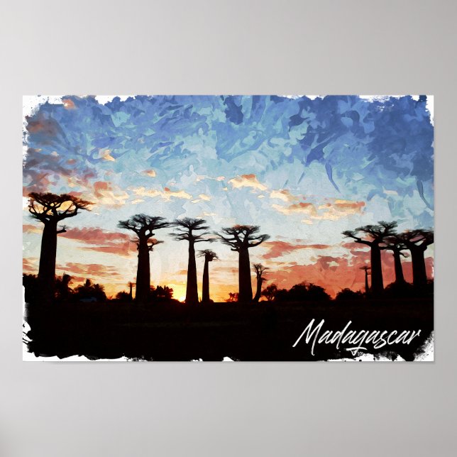 Póster Avenida Madagascar de los Baobabs Vista panorámica (Frente)
