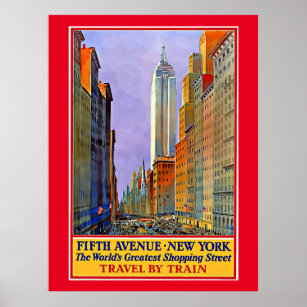 Póster Avenida Quinta, afiche de la época de Nueva York,