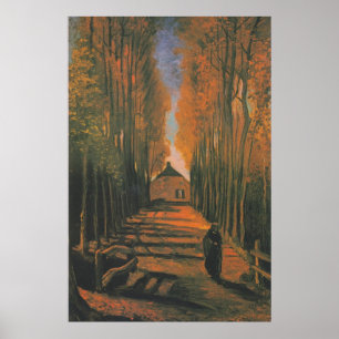 Póster Avenida Van Gogh de Poplars en pintura de otoño