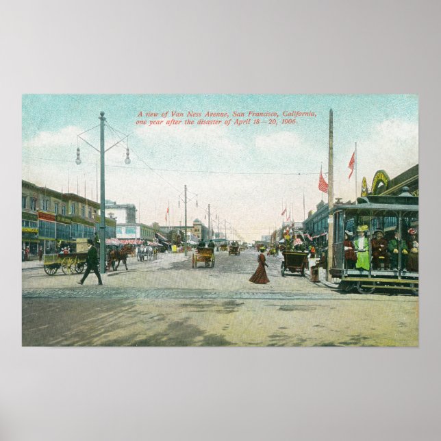 Póster Avenida Van Ness Ver un año después del incendio d (Frente)