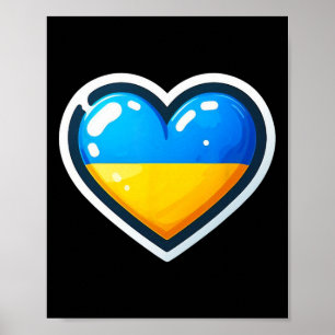Póster Aventador Ucraniano Fan Bandera de Ucrania Corazón
