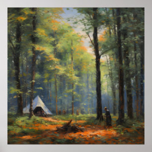 Póster Aventura al aire libre con un bosque impresionista