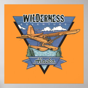 Póster Aventura Alaska del hidroavión del desierto