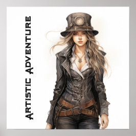 Póster Aventura artística Steampunk Joven Vintage