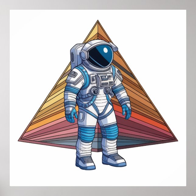 Póster Aventura astronauta geométrica (Frente)