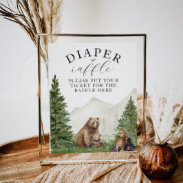 Póster Aventura Baby Shower Woodland diaper raffle