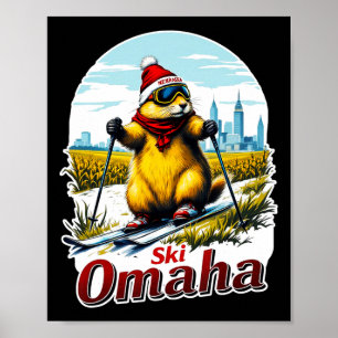 Póster Aventura Cuta De Esquí En Omaha Groundhog Prairie 