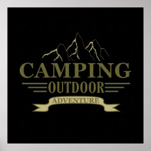 Póster aventura de camping