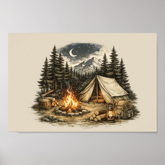 Póster Aventura de Camping Vintage (Frente)