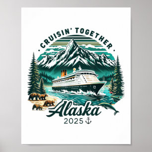 Póster Aventura de crucero vintage por Alaska 2025 Famili