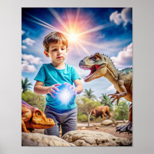 Póster Aventura de Dinosaurio del Niño - Exploración al a