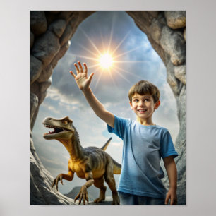 Póster Aventura de Dinosaurio del Niño - Exploración al a