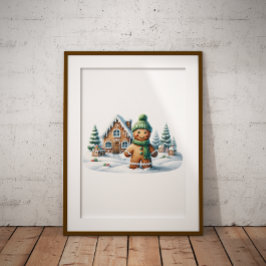 Póster Aventura de invierno del hombre de jengibre