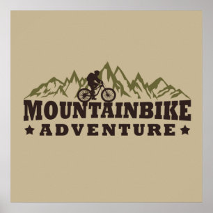 Póster aventura de la bicicleta de montaña fuera de carre