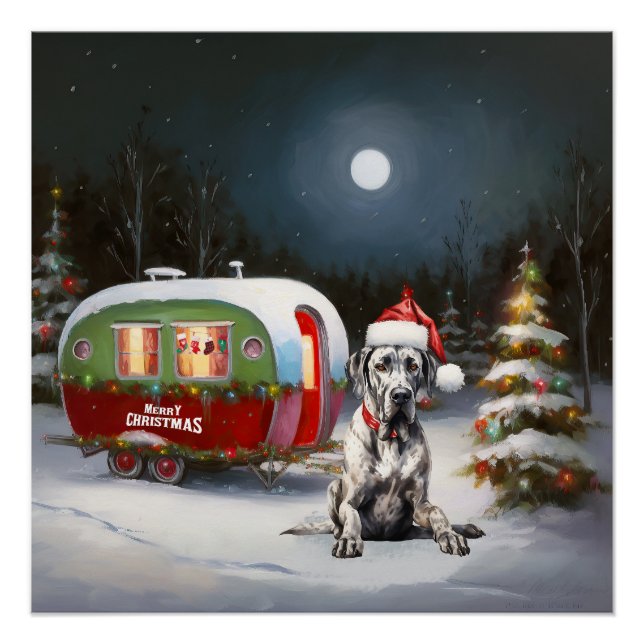 Póster Aventura de los Navidades de Winter Great Dane Car (Anverso)