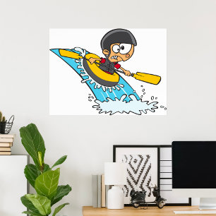 Póster Aventura de Rafting Whitewater con niño asustado