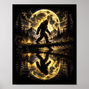 Póster Aventura de reflexión forestal bajo la luz de la l