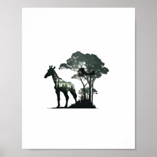 Póster Aventura de safari de vida silvestre - Jirafa en e