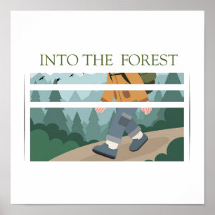 Póster Aventura de senderismo en el bosque – Diseño de ex