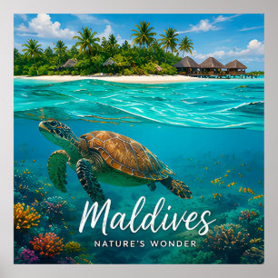 Póster 🧲 Aventura de Tortuga Marina en Maldivas 🐢
