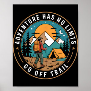 Póster Aventura de vacaciones de camping, senderismo y ca