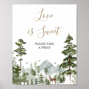 Póster Aventura del pino invernal espera Amor es dulce