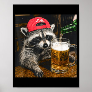 Póster Aventura divertida de mapache, ganso, rana y perro