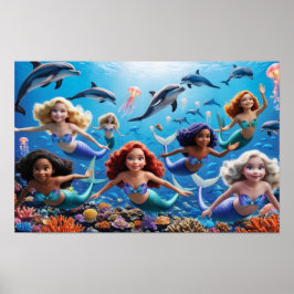 Póster Aventura en el Mar Profundo - Cuento de Sirenas Su